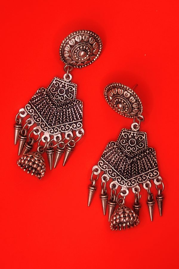 Buy Oxidized Silver With Baliyan Jhumka Design Earrings.