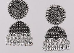 Sasti Designer Silver Color Jhumka Earrings